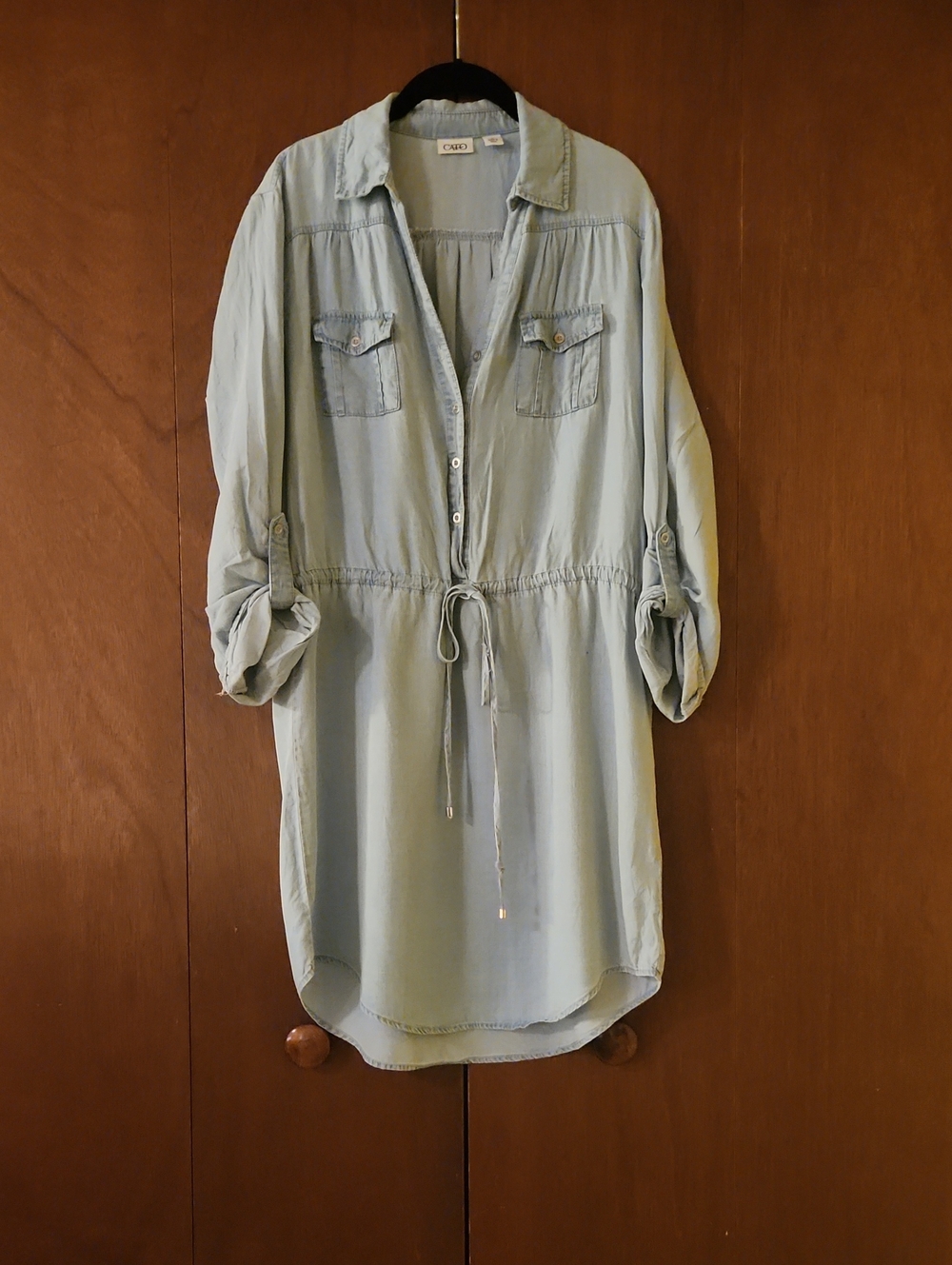 Cato Light Blue Chambray High-Low Shirt Dress